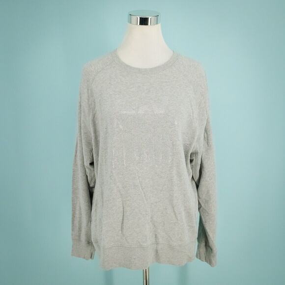 Zadig &amp; Voltaire Size Large L Rock Roll Silver Metallic Studded Crew Sweatshirt